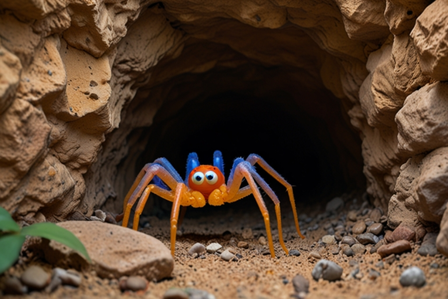 color page for soldier and spider in cave printable free